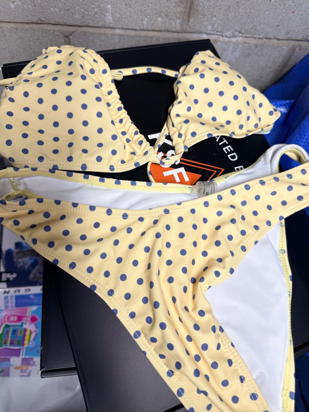 NEW!! Tiny (String) Yellow Polka Dot Bikini- 2 Piece- SIZE SMALL